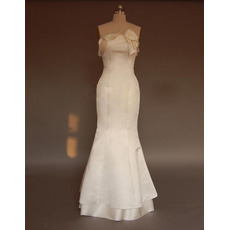 New Style Stunning and Elegant Slim Mermaid Strapless Sweep train Satin Dress for Bride/Bridal Gown