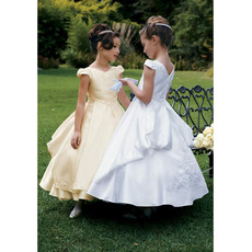 Inexpensive Ball Gown Ankle Length Satin First Communion Dresses