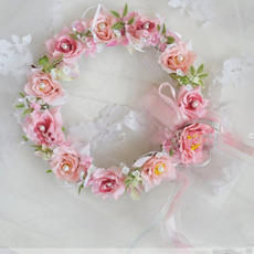 Lotus and Rose with Diamond Bridal Garland Crown / Halo