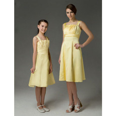 Knee-Length Taffeta Junior Bridesmaid Dresses with Spaghetti Straps