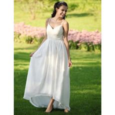 Simple Empire Spaghetti Straps Asymetrical Chiffon Wedding Dresses