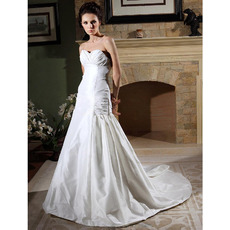 Custom A-Line Sweetheart Court Train Taffeta Satin Wedding Dresses