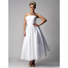 A-line Strapless Ankle-length Satin Wedding Dress