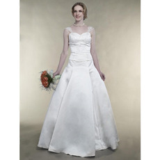 Princess Strapless Floor-length Satin Wedding Dress