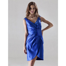 Sexy Sheath V-Neck Satin Short/ Mini Bridesmaid/ Wedding Party Dresses