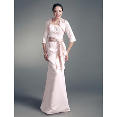Discount Mermaid Mother of the Bride Dresses with Jackets/ Floor Length Satin Pearl Pink Mother of the Groom Dresses