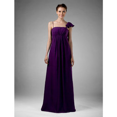 Empire Spaghetti Straps Asymmetric Long Chiffon Bridesmaid Dresses