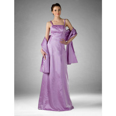 Spaghetti Straps Long Satin Winter Bridesmaid Dresses with Wraps