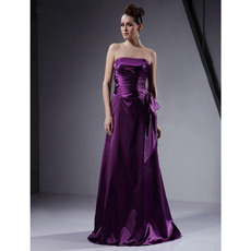 Affordable Strapless Long Elastic Satin Winter Bridesmaid Dresses