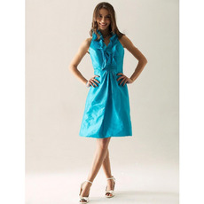 A-line V-neck Sleeveless Short/ Mini Taffeta ruffled Cocktail Dress