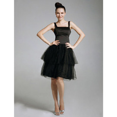 A-Line Square Knee-Length Organza Black Cocktail Dresses inspired by Blair in Gossip Girl