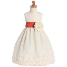 Adorable Tea Length Floral First Communion Dresses with Belts