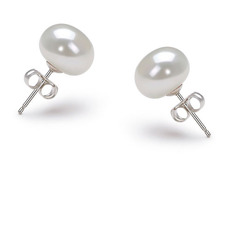 White 9.0-9.5mm Freshwater Pearl Earring Set
