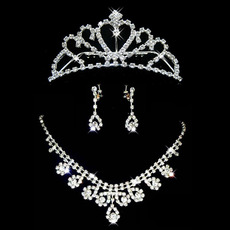 Crystal Earring Necklace Tiara Set Wedding Bridal Jewelry Collection