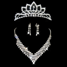 Crystal Earring Necklace Tiara Set Wedding Bridal Jewelry Collection