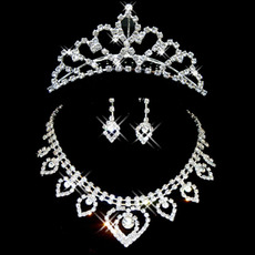 Crystal Earring Necklace Tiara Set Wedding Bridal Jewelry Collection