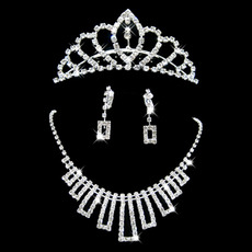 Crystal Earring Necklace Tiara Set Wedding Bridal Jewelry Collection