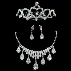 Crystal Earring Necklace Tiara Set Wedding Bridal Jewelry Collection