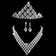 Crystal Earring Necklace Tiara Set Wedding Bridal Jewelry Collection