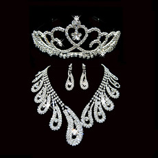 Crystal Earring Necklace Tiara Set Wedding Bridal Jewelry Collection