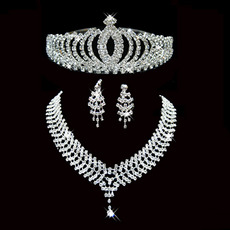 Crystal Earring Necklace Tiara Set Wedding Bridal Jewelry Collection