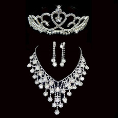 Crystal Earring Necklace Tiara Set Wedding Bridal Jewelry Collection