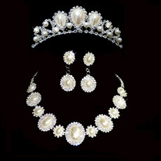 Crystal Earring Necklace Tiara Set Wedding Bridal Jewelry Collection