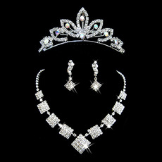 Crystal Earring Necklace Tiara Set Wedding Bridal Jewelry Collection