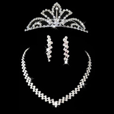 Crystal Earring Necklace Tiara Set Wedding Bridal Jewelry Collection