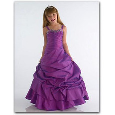 Inexpensive A-Line Floor Length Taffeta Easter/ Flower Girl Dresses