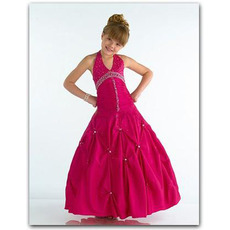 Lovely Fuchsia Easter Girls Dresses/ Halter Gathered Skirt Flower Girl Dresses