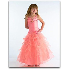 Layered Pink Easter Girls Dresses/ A-Line Pretty Flower Girl Dresses