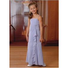 Affordable Spaghetti Straps Long Chiffon Little Girls Party Dresses