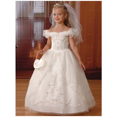 New Off-the-shoulder Bubble Sleeves First Communion Dresses