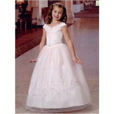 Adorable Princess Off-the-shoulder Lace-Up First Communion Dresses