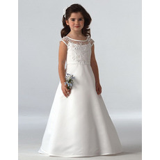 Affordable A-Line Floor Length Satin First Holy Communion Dresses