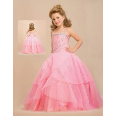 Layered Organza Pink Easter Girls Dresses/ Flower Girl Dresses