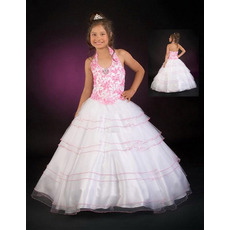 Full Skirt Applique Layered First Communion Dresses/ Flower Girl Dresses