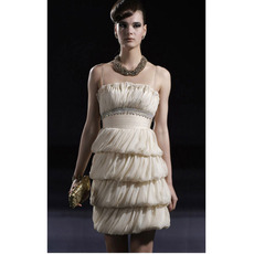 Elegant Tiered Short Cocktail Dresses/ Spaghetti Straps Party Dresses