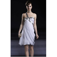 White Chiffon Short Cocktail Dresses/ Sheath One Shoulder Party Dresses