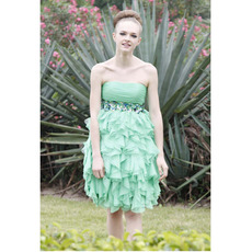 Tiered Chiffon Short Cocktail Dresses/ Discount Column Strapless Party Dresses