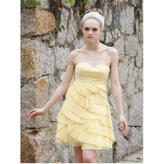 Tiered A-Line Short Cocktail Dresses/ Elegant Sweetheart Chiffon Party Dresses