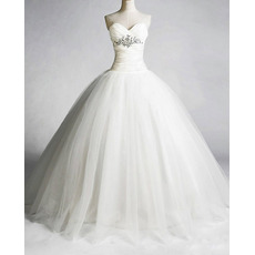 Discount Sweetheart A-Line Wedding Dresses/ Elegant Organza Floor Length Church Bridal Gowns