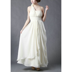 Discount Chiffon Empire Wedding Dresses/ Elegant One Shoulder Garden Bridal Gowns