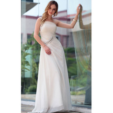 Custom Sheath One Shoulder Floor Length Chiffon Wedding Dresses