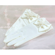 Wrist Elastic Satin Ivory Flower Girl/ First Communion Gloves