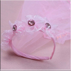 1 Layer Pink Tulle Flower Girl Veils