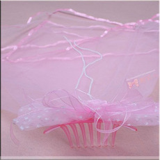 Pink Organza Flower Girl Veils with Bows