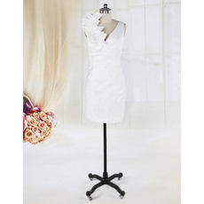 Inexpensive Taffeta V-Neck Column Short Beach Wedding Dresses