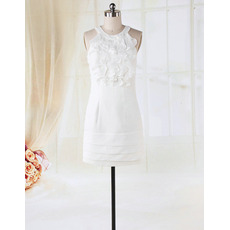 Elegant Satin Ruffle Column Short Beach Wedding Dresses